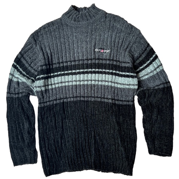 Polo Ralph Lauren Other - Polo Sport Jeans Ralph Lauren Men's Sweater Gray Black chenille street urban y2k